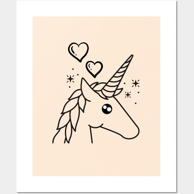 Unicorn With Baby Pink Wall Art by TANSHAMAYA